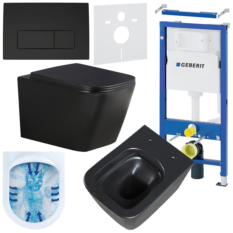 BPS-koupelny Podomítkový modul Geberit DuoFix s WC mísou RN-MTB-RIM-03 + ovládací tlačítko Delta 50 černá mat