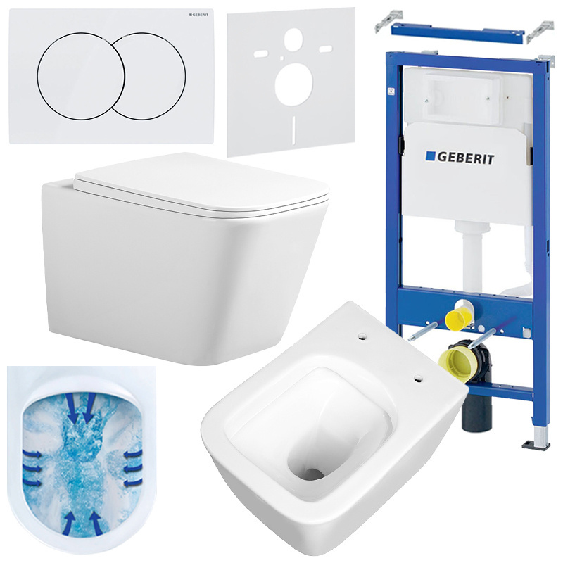 BPS-koupelny Podomítkový modul Geberit DuoFix s WC mísou RN-WH-RIM-03 + ovládací tlačítko Delta 01 bílá