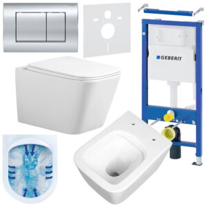 BPS-koupelny Podomítkový modul Geberit DuoFix s WC mísou RN-WH-RIM-03 + ovládací tlačítko Delta 30 chrom