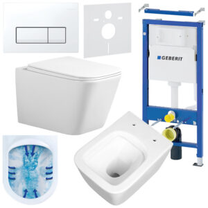 BPS-koupelny Podomítkový modul Geberit DuoFix s WC mísou RN-WH-RIM-03 + ovládací tlačítko Delta 50 bílá