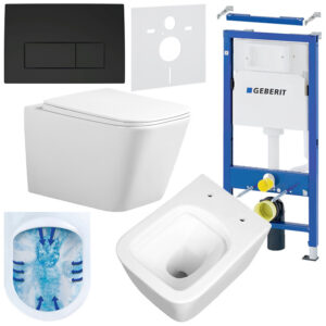 BPS-koupelny Podomítkový modul Geberit DuoFix s WC mísou RN-WH-RIM-03 + ovládací tlačítko Delta 50 černá mat
