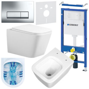 BPS-koupelny Podomítkový modul Geberit DuoFix s WC mísou RN-WH-RIM-03 + ovládací tlačítko Delta 50 chrom