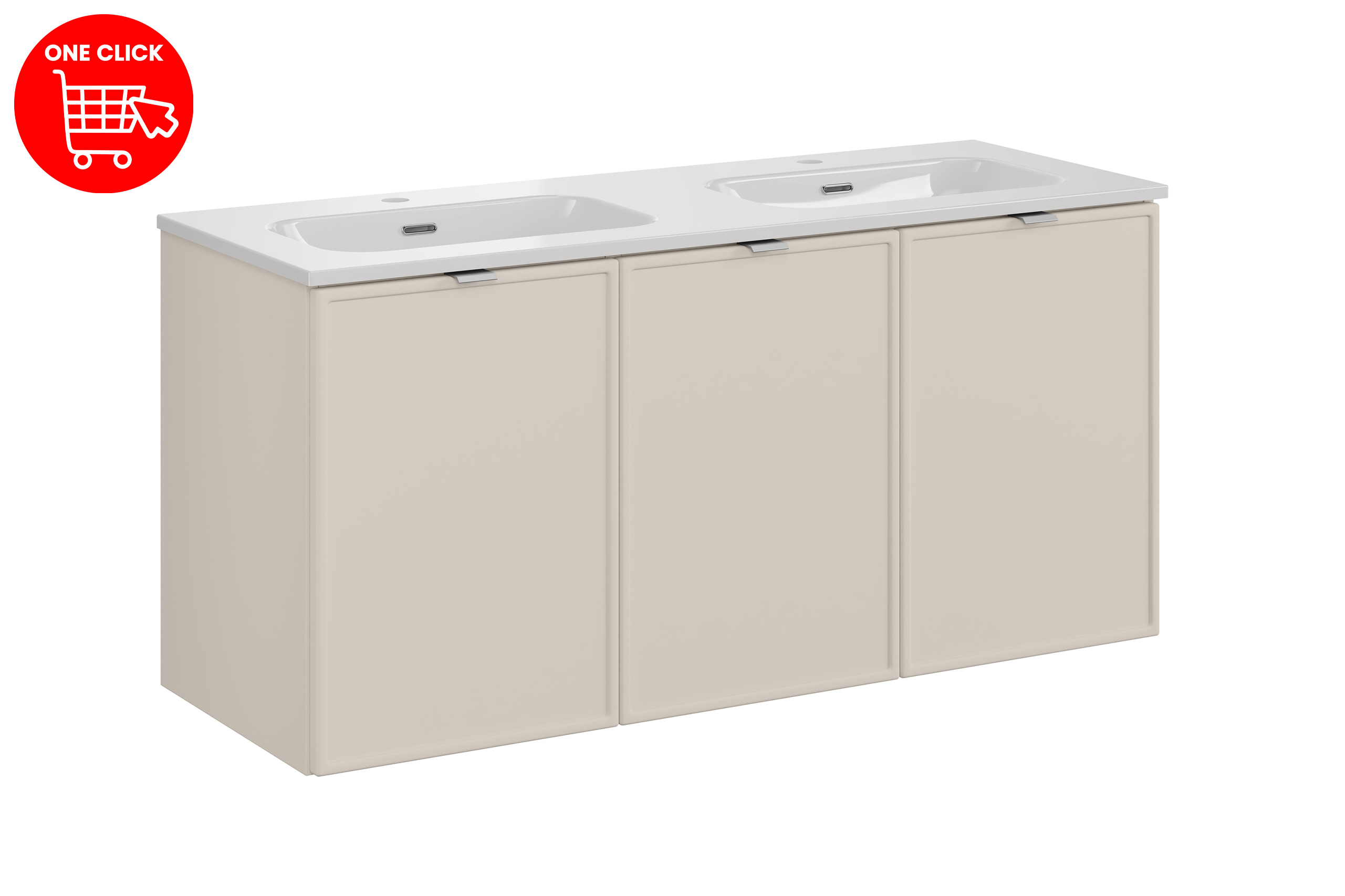 Comad Koupelnová skříňka s keramickým dvojumyvadlem Bella Cashmere 120 cm - kašmír - Obrázek 2