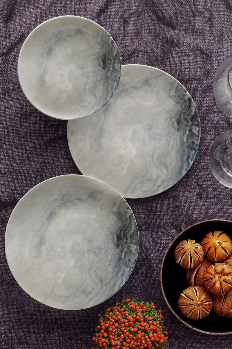Hermia Porcelánová sada 24 ks talířů Pearl bílá/šedá - Obrázek 2