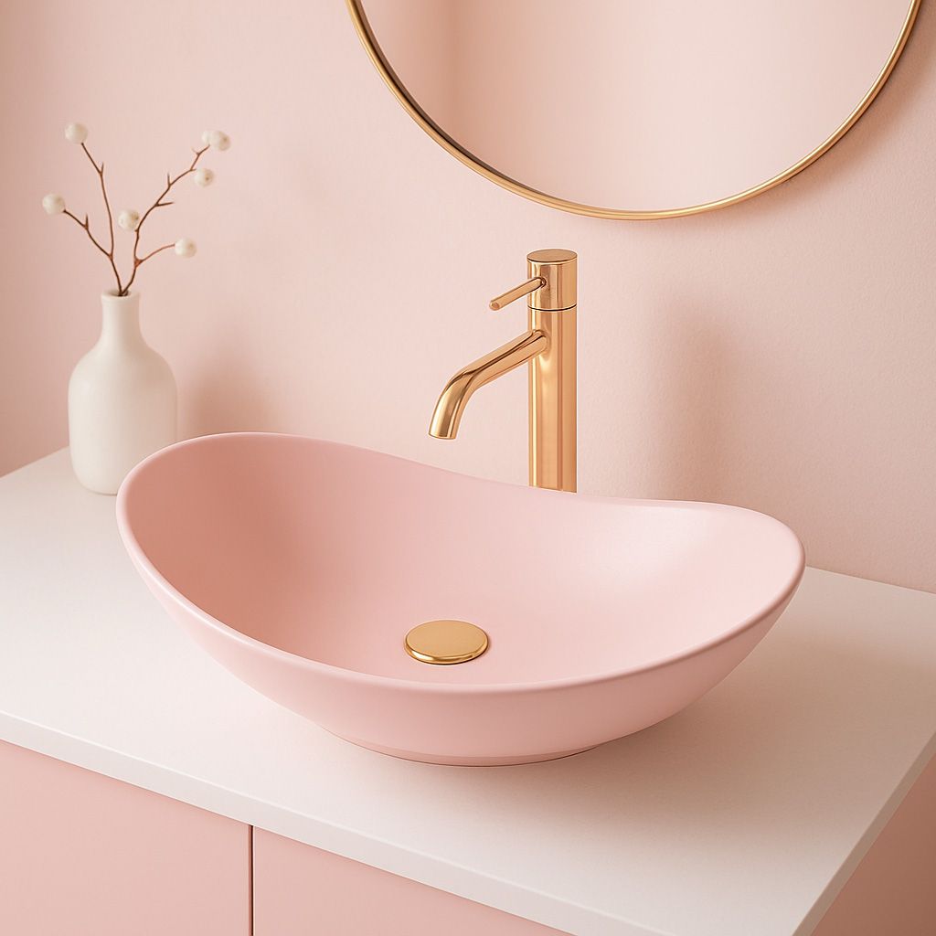 Keramické umyvadlo na desku REA ROYAL Powder Pink mat - Obrázek 2