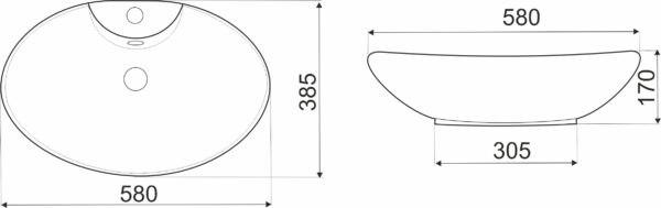 Novoterm Keramické umyvadlo na desku NV-KR-139 bílá - Obrázek 2