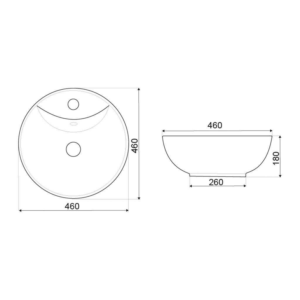 Novoterm Keramické umyvadlo na desku NV-KR-191 BLM (ø 46 cm) - Obrázek 2