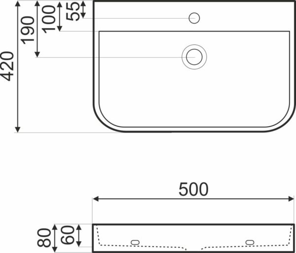 Novoterm Keramické umyvadlo na desku NV-KR-43 - Obrázek 2