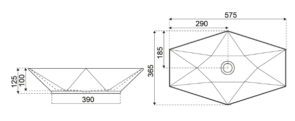Novoterm Keramické umyvadlo na desku NV-KR-570 černé matné - Obrázek 2