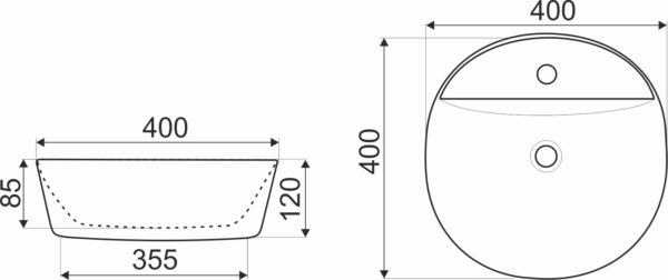 Novoterm Keramické umyvadlo na desku NV-KR-850 - Obrázek 2