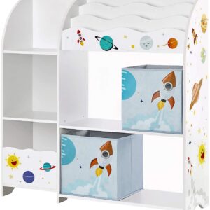 SONGMICS Dětský regál na knihy a hračky vesmírné motivy 93  x 100 x 30cm