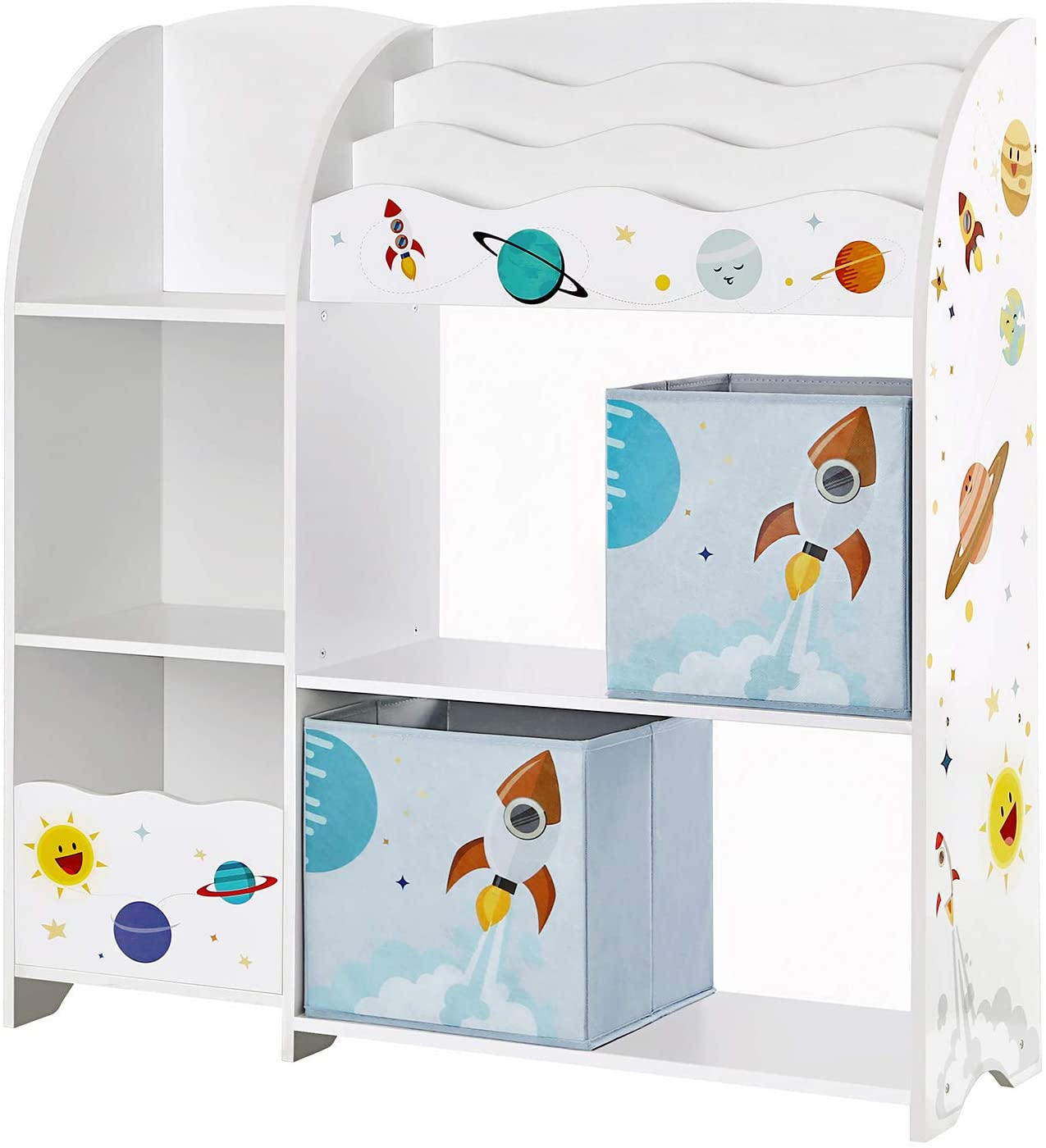 SONGMICS Dětský regál na knihy a hračky vesmírné motivy 93 x 100 x 30cm
