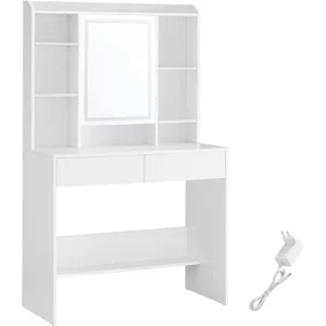 SONGMICS Toaletní stolek Vasagle Berny 90 cm se zrcadlem a LED osvětlením bílý
