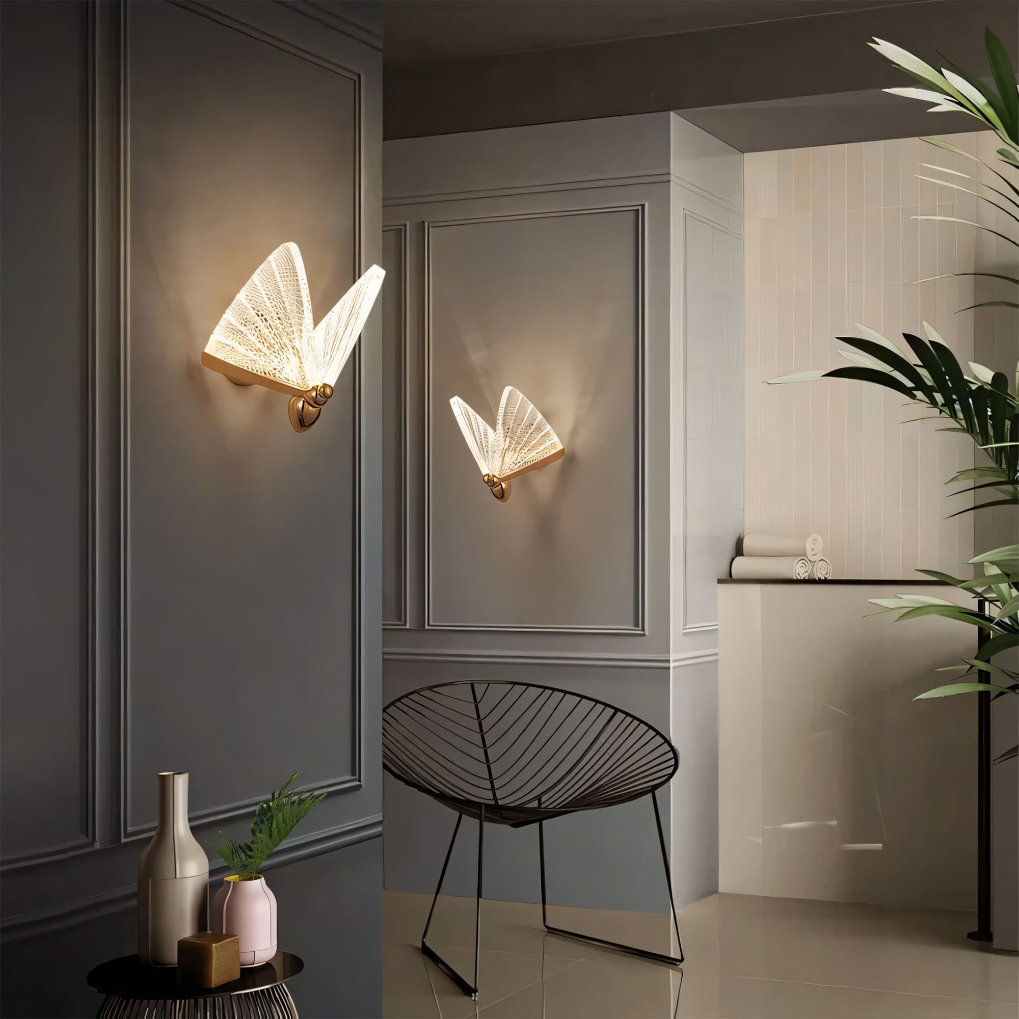 Toolight Moderní nástěnné LED osvětlení Motýl D28 LHJ104-1W LIGHT růžová zlatá - Obrázek 2