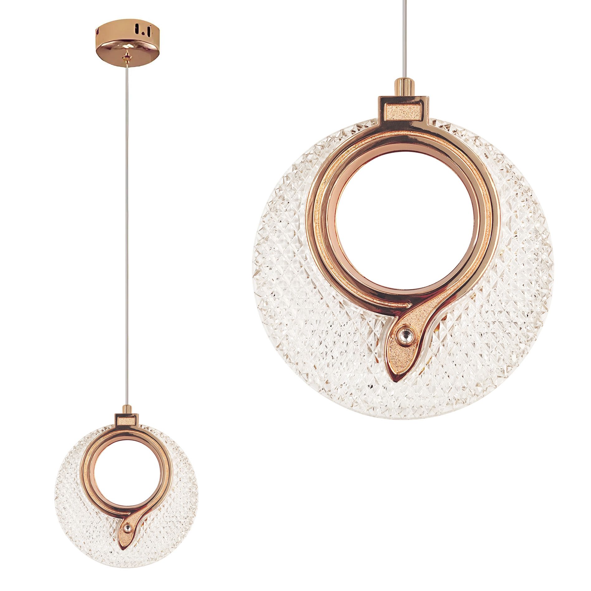 Toolight Moderní závěsné LED osvětlení Crystal D20 LHJ110-1CP růžová zlatá