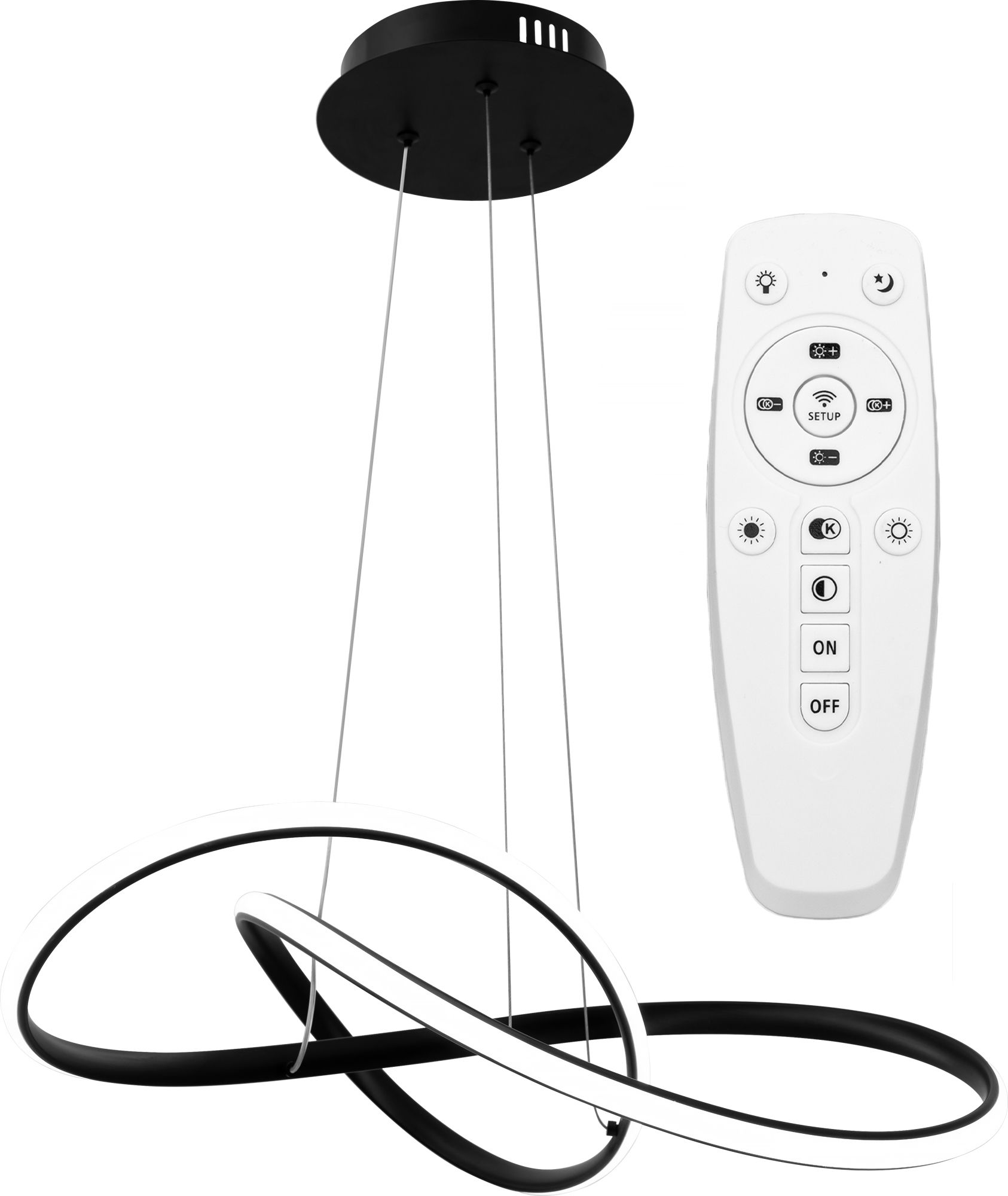 Toolight Ring Moderní LED závěsné stropní svítidlo + dálkové ovládání APP395-CP Black