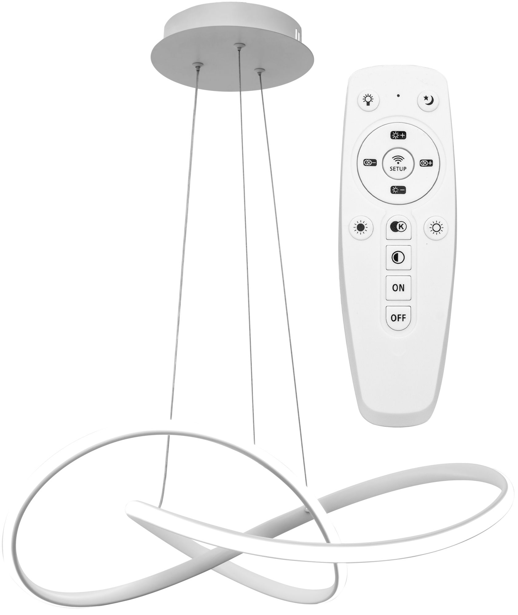Toolight Ring moderní LED závěsné stropní svítidlo + dálkové ovládání APP396-CP bílé
