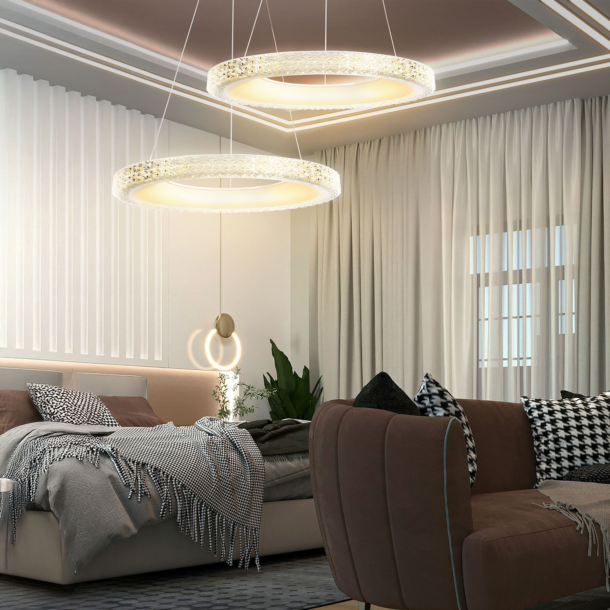 Toolight Závěsné LED osvětlení Crystal LE12 MS002-CP růžová zlatá 60 cm - Obrázek 2