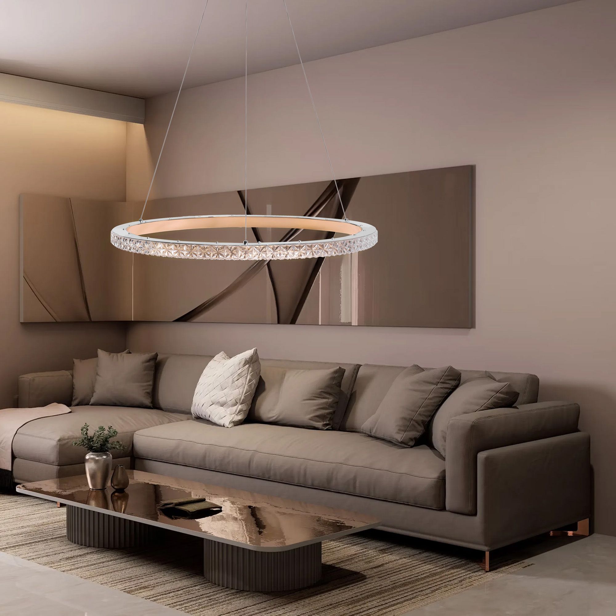 Toolight Závěsné LED osvětlení Crystal LE4 MS009-CP růžová zlatá 59 cm - Obrázek 2