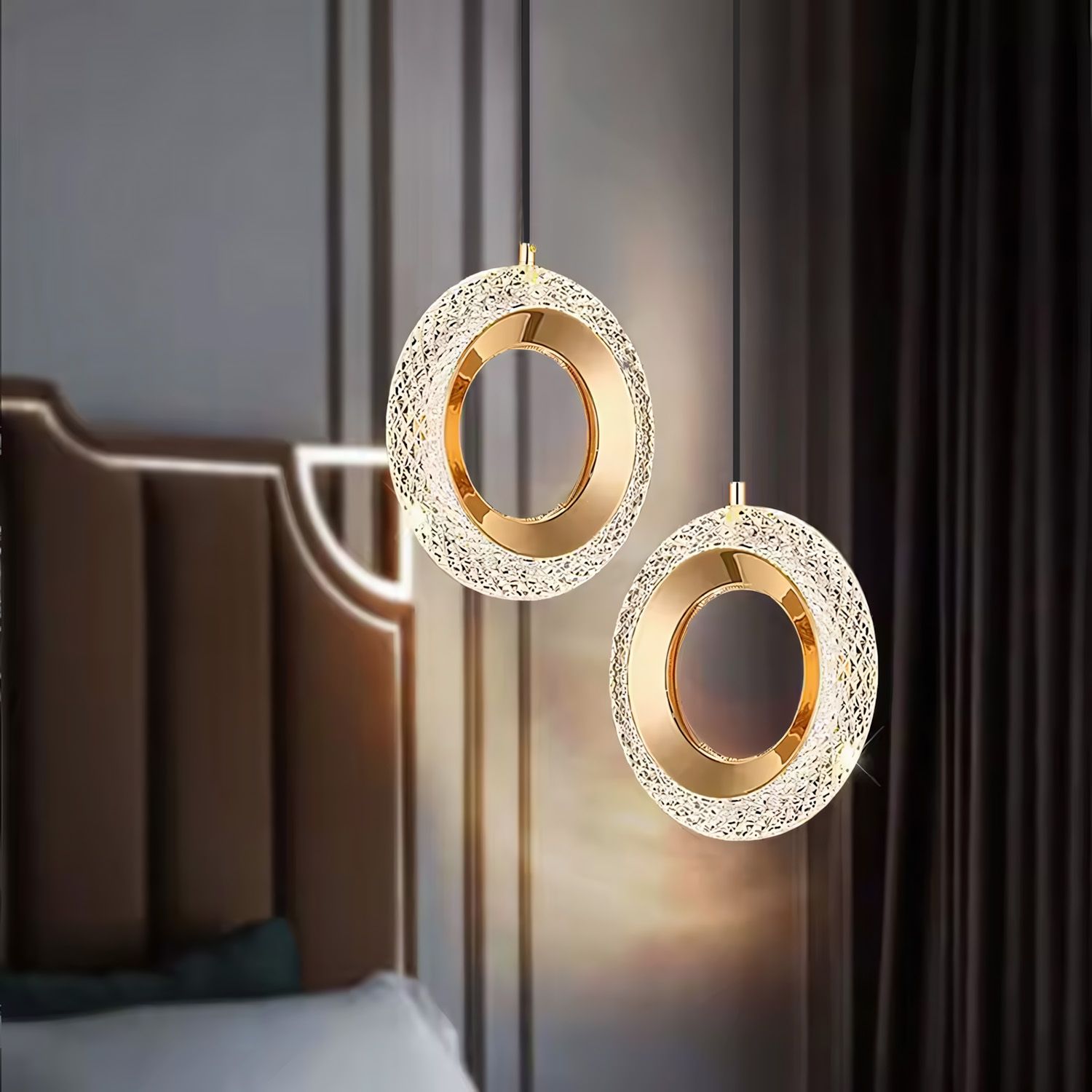 Toolight Závěsné LED osvětlení Crystal Modern A5 G119-1CP zlaté - Obrázek 2