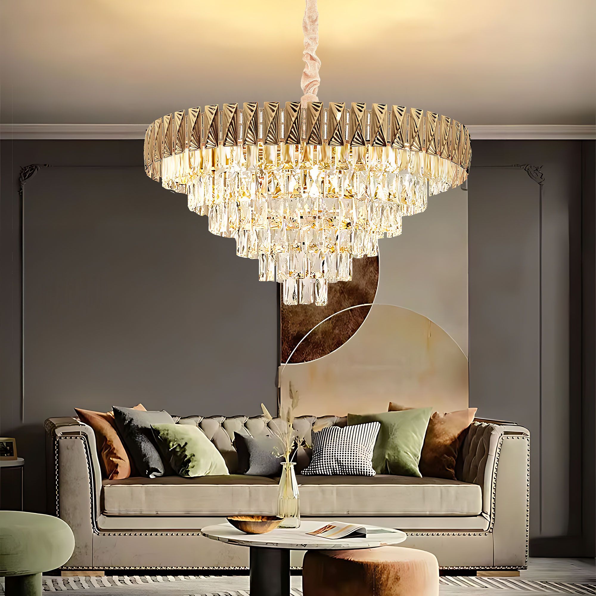 Toolight Závěsné LED osvětlení Crystal Modern D11 G061-CP 80CM zlaté - Obrázek 2