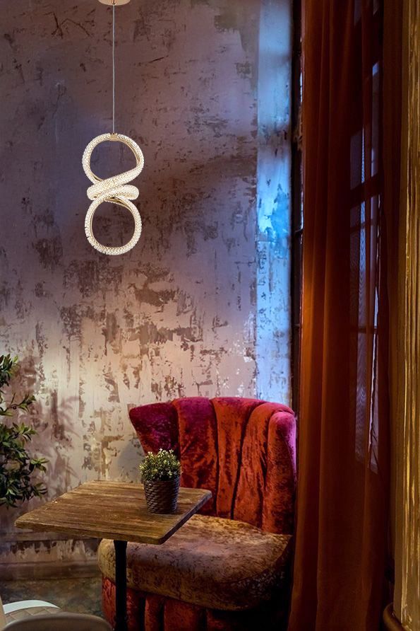 Toolight Závěsné LED osvětlení Crystal Modern D18 G070-CP zlaté - Obrázek 2