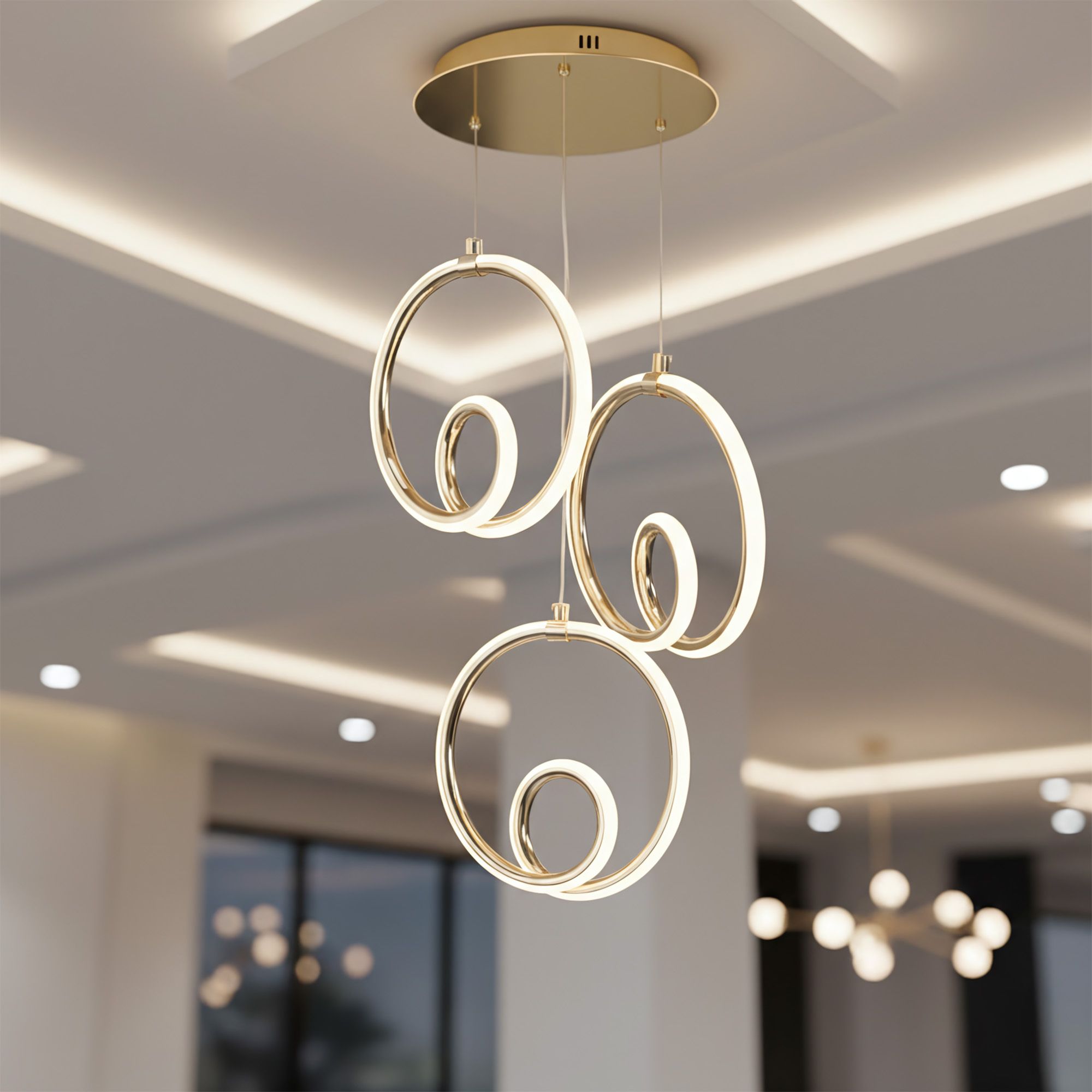 Toolight Závěsné LED osvětlení D88 LHJ095-3CP zlaté - Obrázek 2