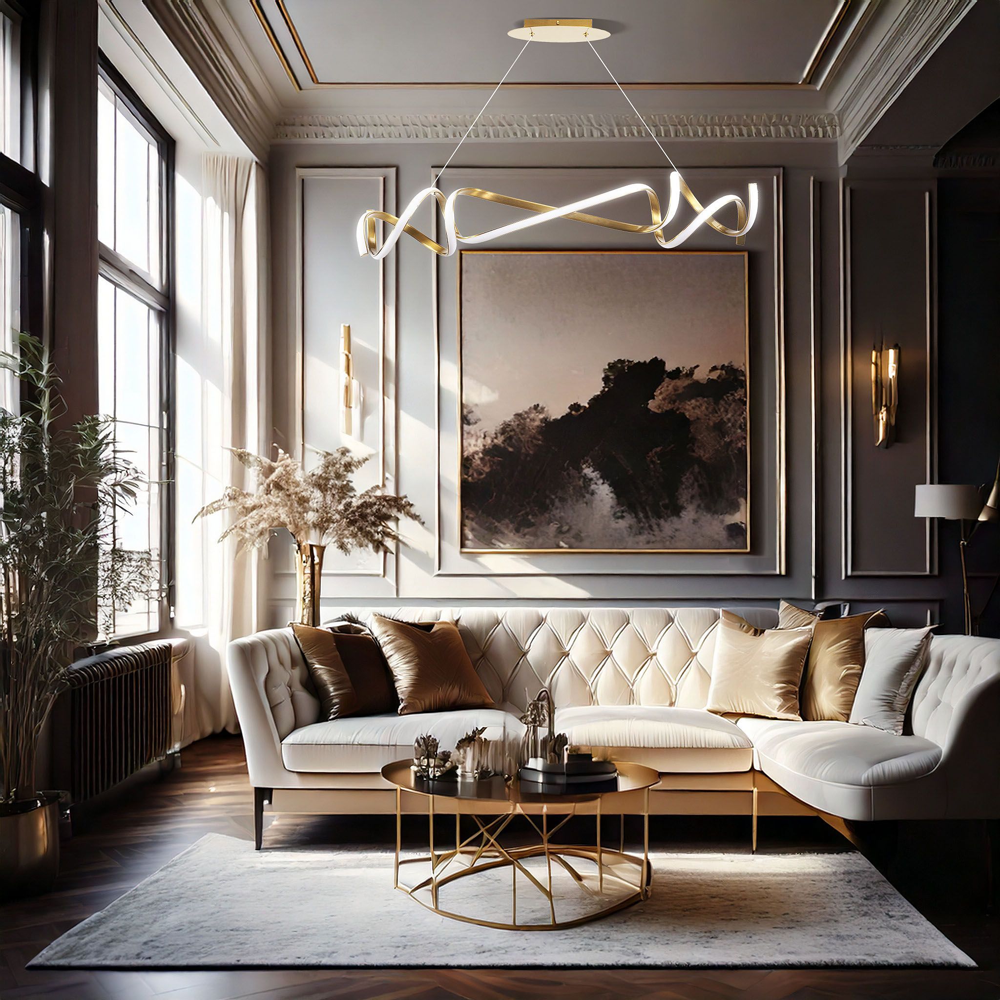 Toolight Závěsné LED osvětlení Modern D26 APP1777-CP zlaté - Obrázek 2