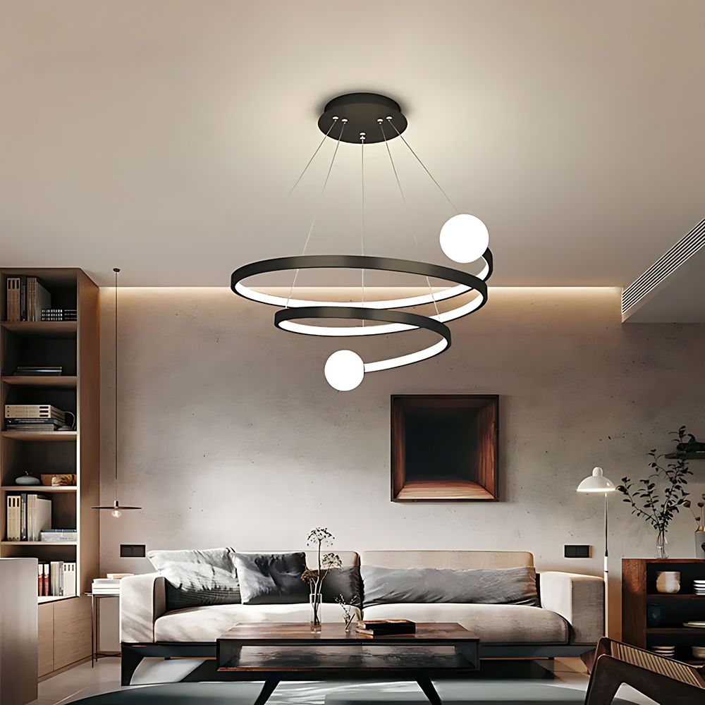 Toolight Závěsné LED osvětlení Modern Spiral D105 LHJ029-CP černé - Obrázek 2