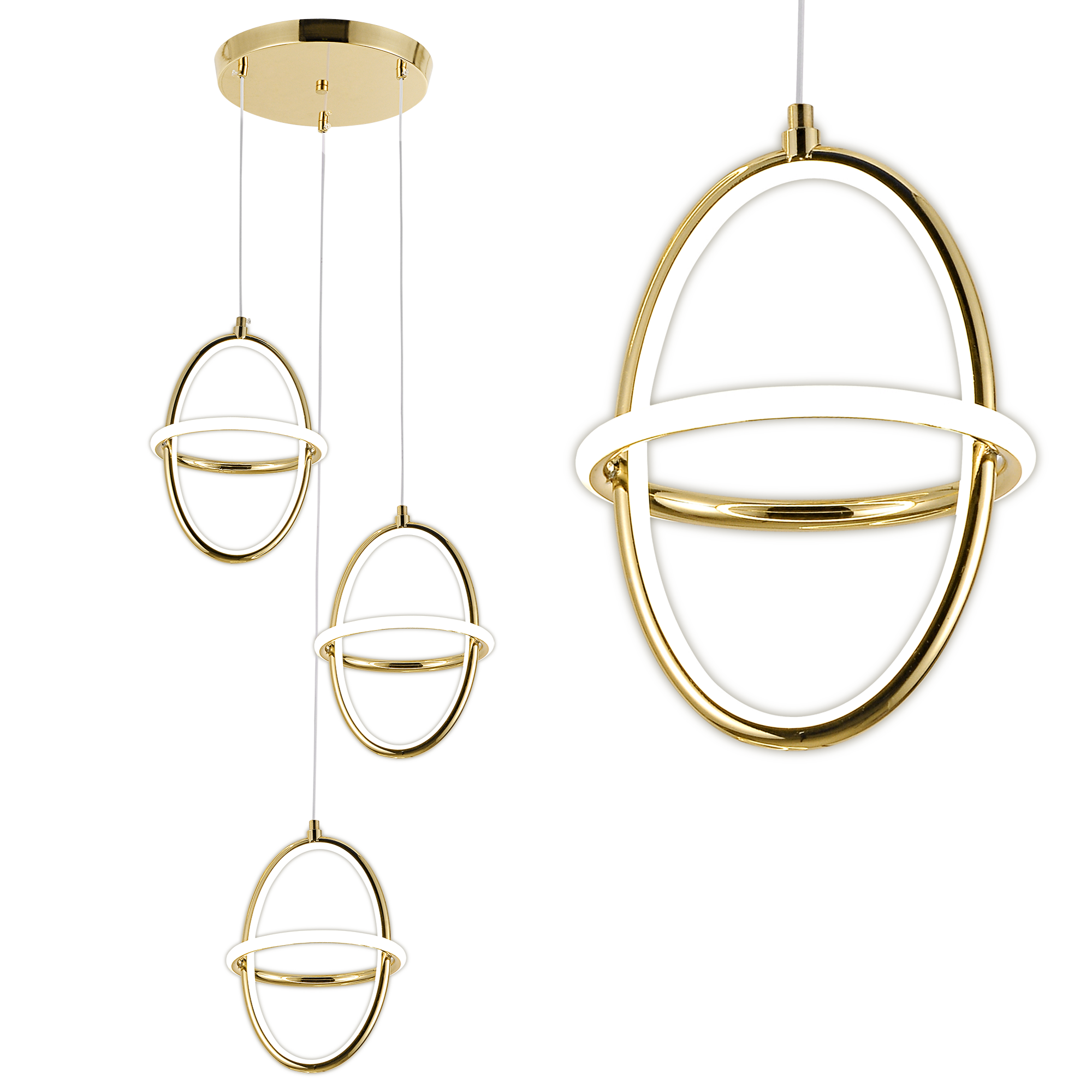 Toolight Závěsné LED svítidlo Luxury Glamour 10 G064-3CPR zlaté