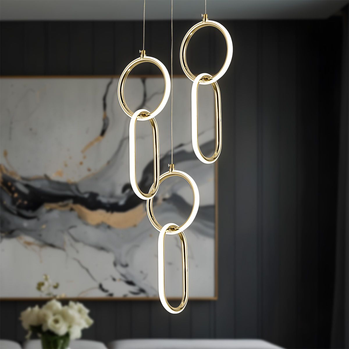 Toolight Závěsné LED svítidlo Luxury Glamour 12 G077-3CPR zlaté - Obrázek 2