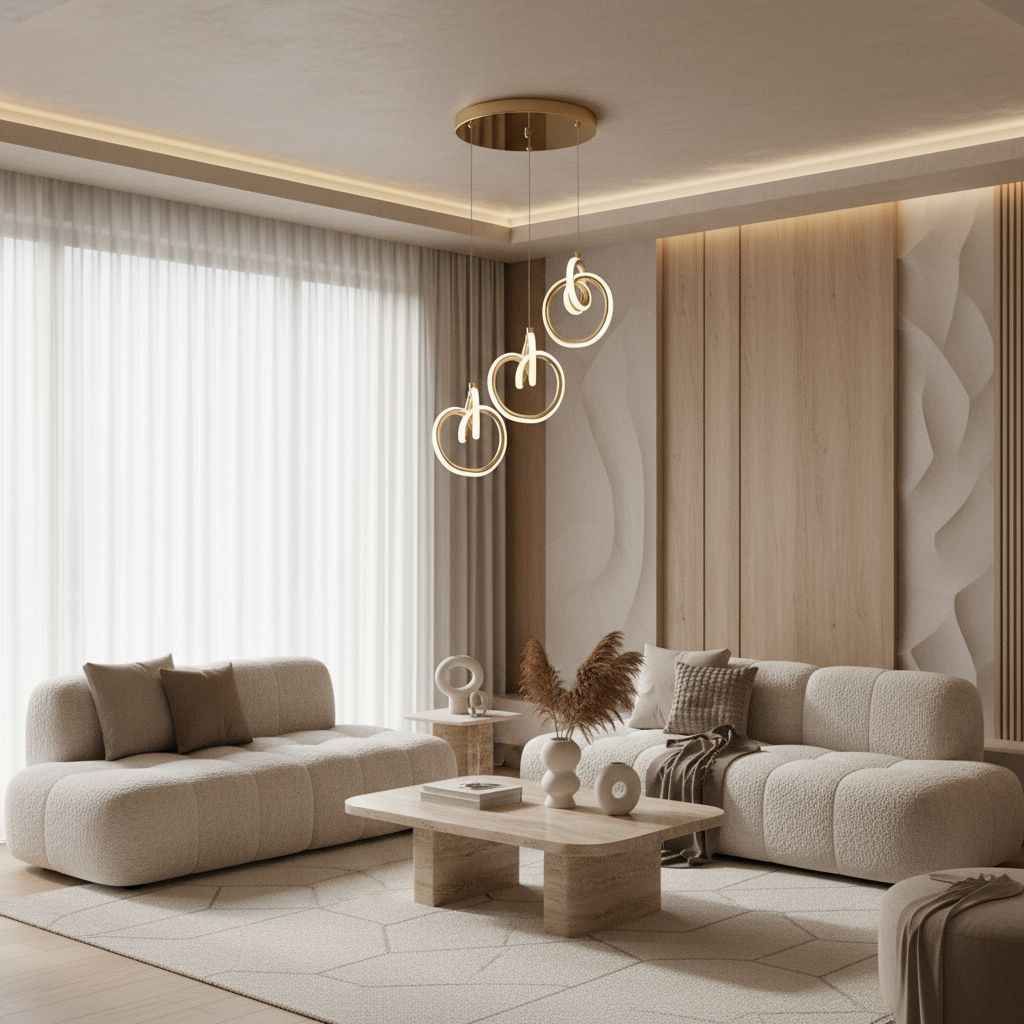 Toolight Závěsné moderní LED osvětlení Elipse D95 LHJ093-3CP zlaté - Obrázek 2