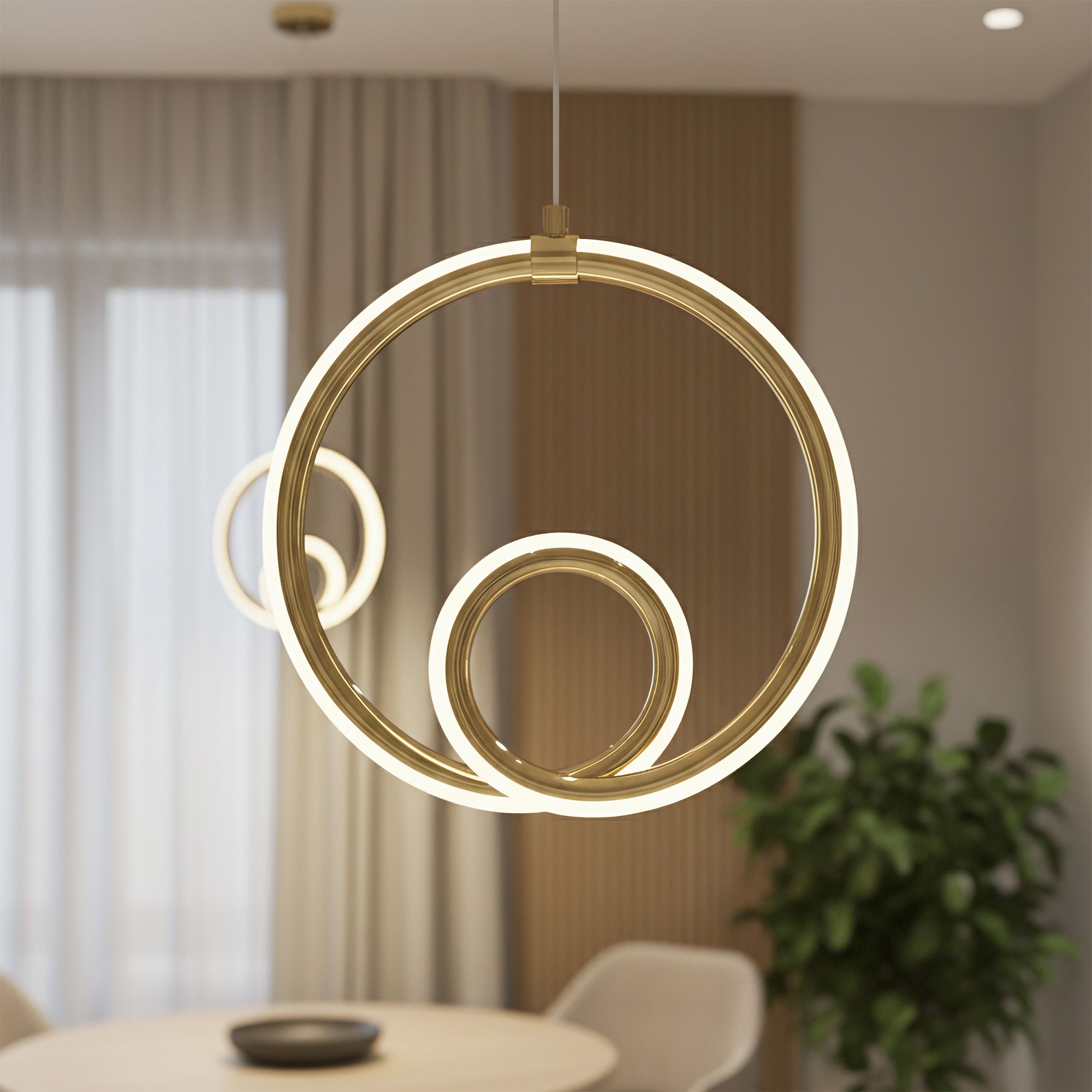 Toolight Závěsné moderní LED osvětlení Elipse D97 LHJ094-1CP zlaté - Obrázek 2