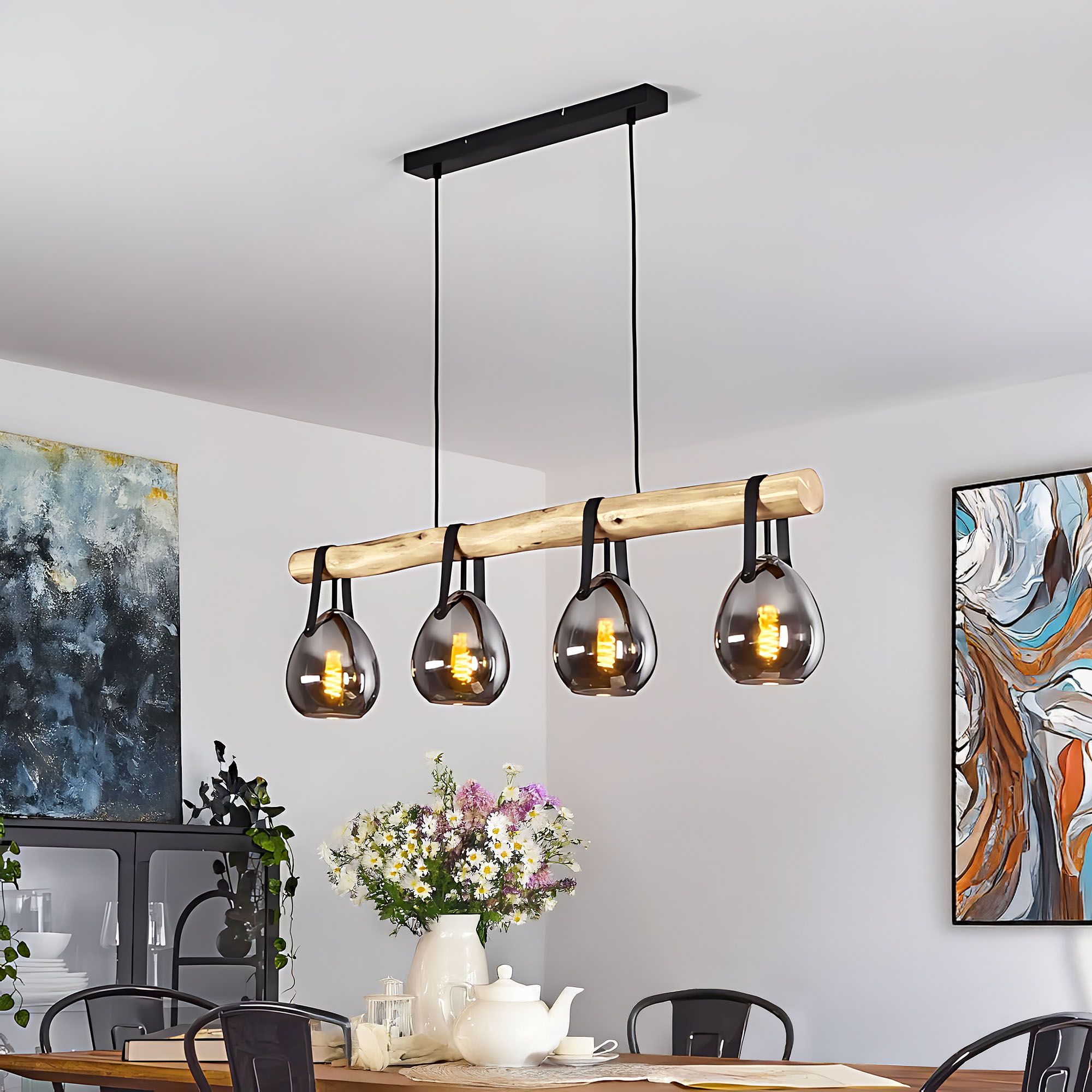Toolight Závěsné osvětlení Modern Wood D25 APP1775-4CP černá - Obrázek 2