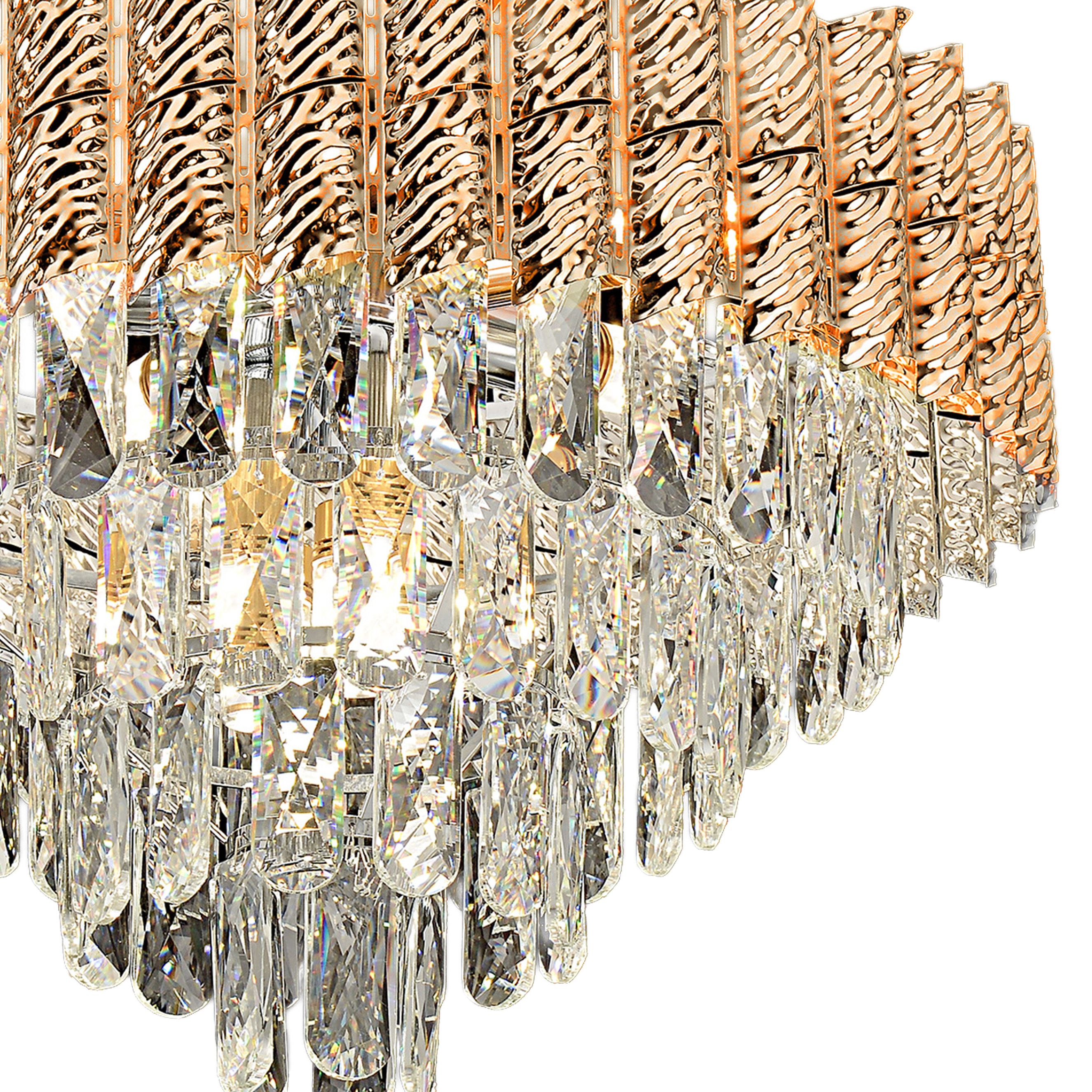 Toolight Závěsné osvětlení Vintage Crystal C4 G054-CP 50cm zlaté - Obrázek 2