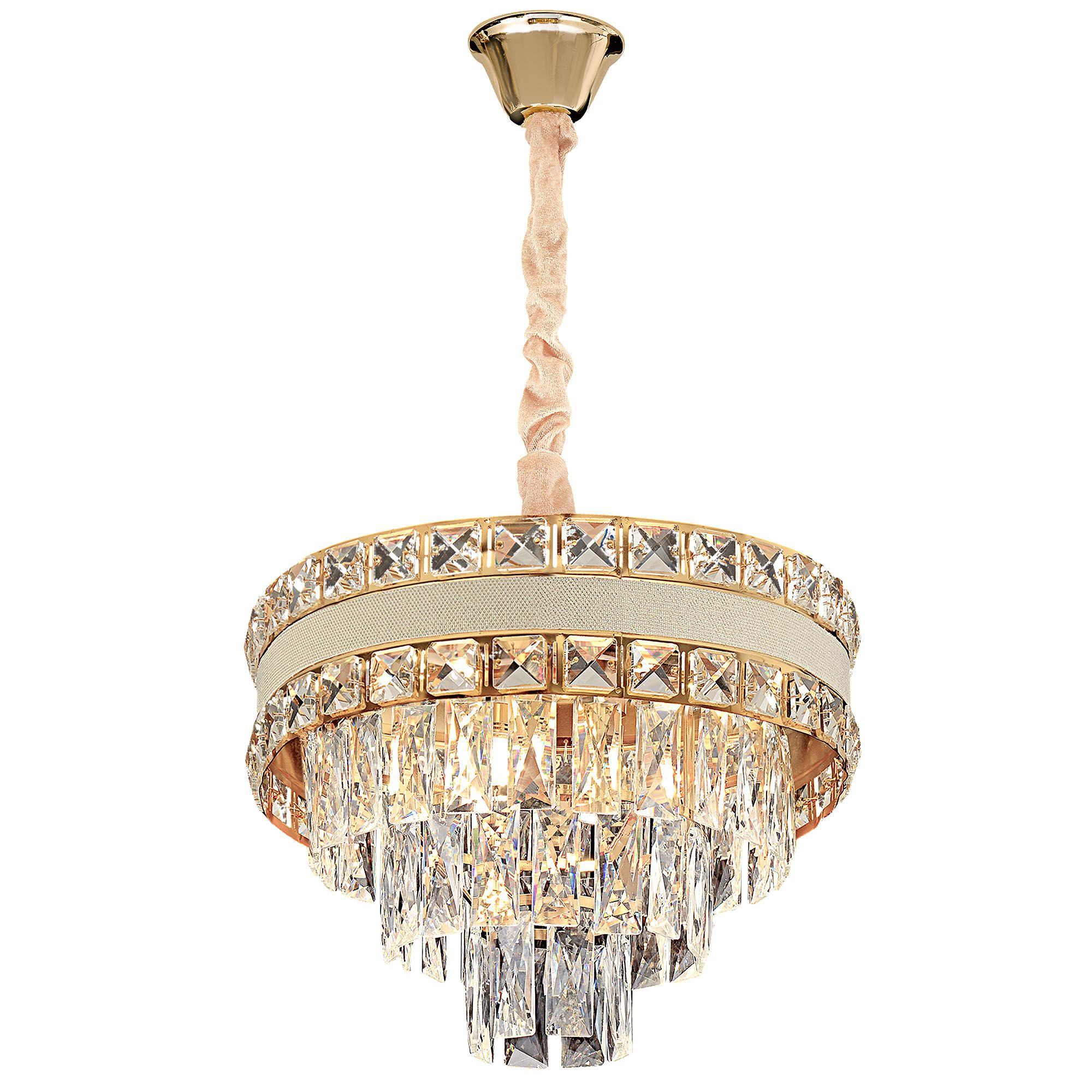 Toolight Závěsné osvětlení Vintage Crystal C9 G047-CP 40CM zlaté