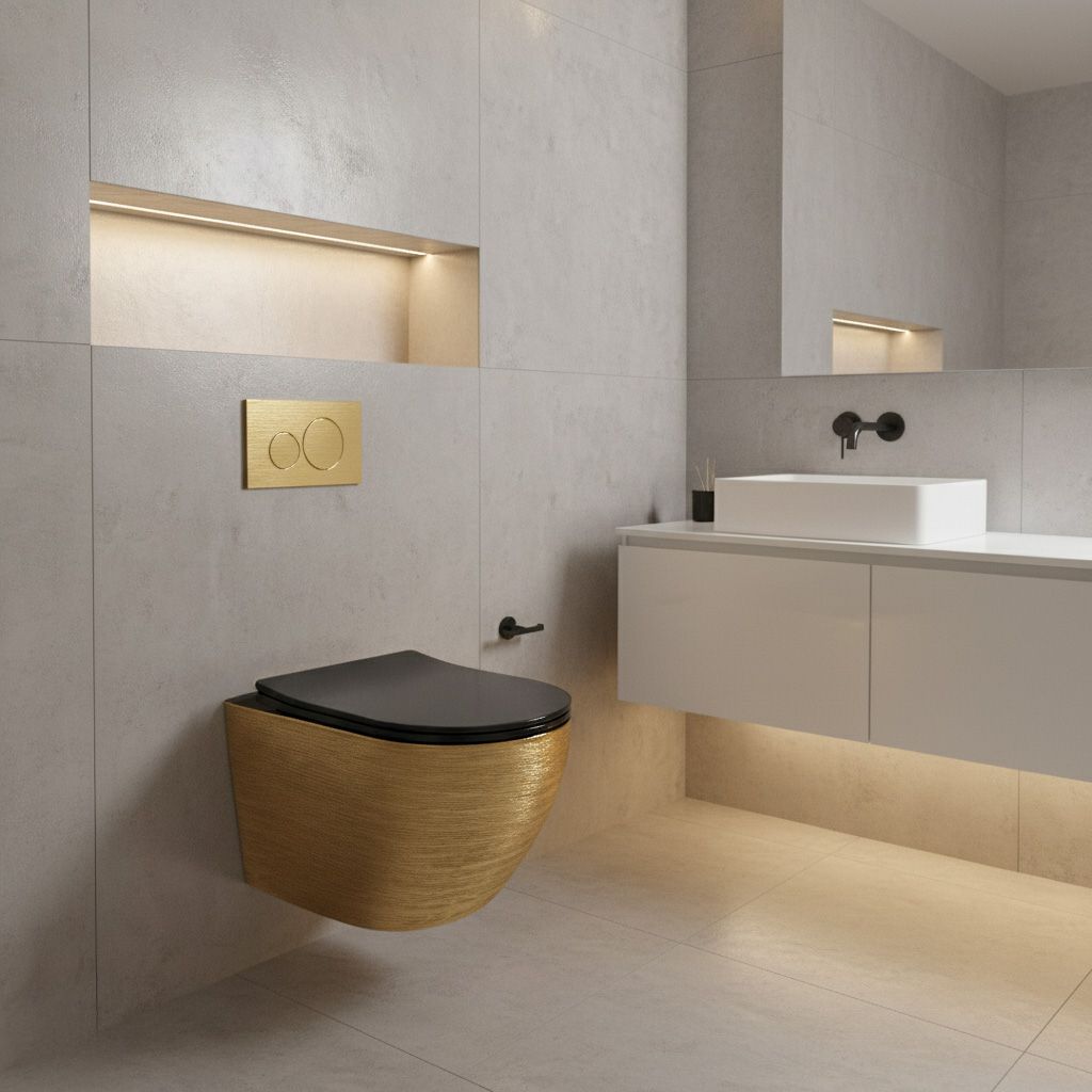 Závěsná WC mísa Rea Carlo Mini Tornado Black Brush Gold - Obrázek 2