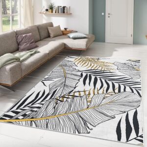 ASIR Koberec(100 x 140 cm) ALHO CARPET-2A  bílý - listy a peří