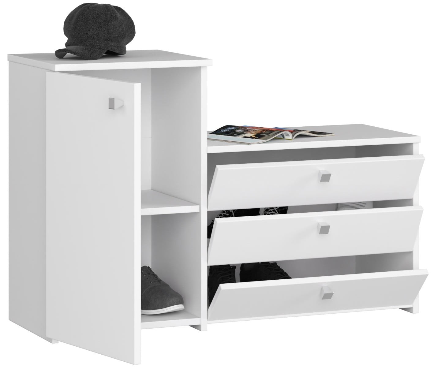 Ak furniture Botník s komodou S16 bílý - Obrázek 2