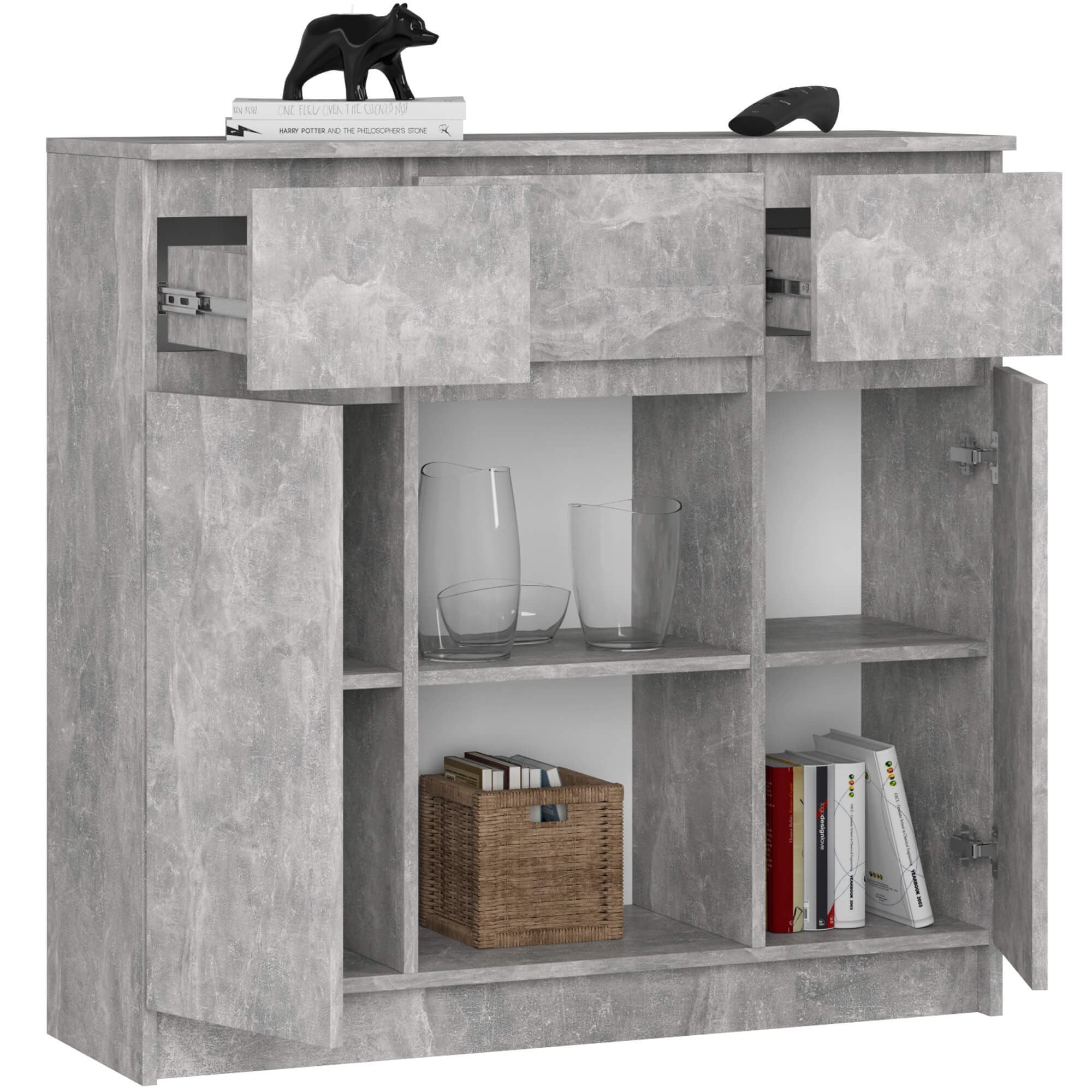 Ak furniture Komoda Baros 100 cm beton - Obrázek 2
