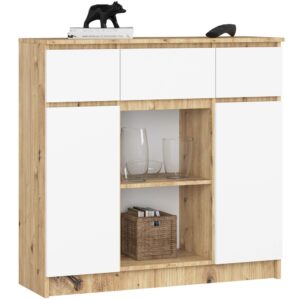 Ak furniture Komoda Baros 100 cm dub artisan/bílá