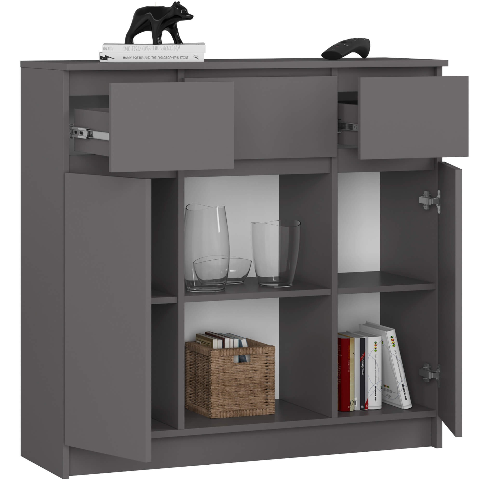 Ak furniture Komoda Baros 100 cm grafitová - Obrázek 2
