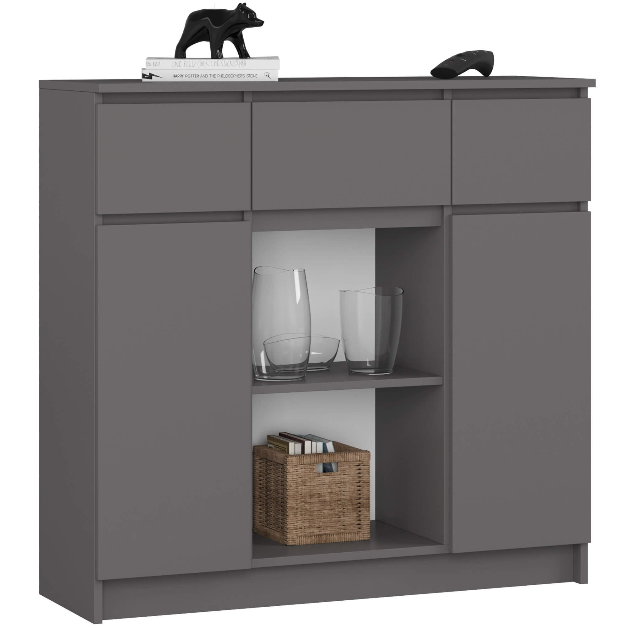 Ak furniture Komoda Baros 100 cm grafitová