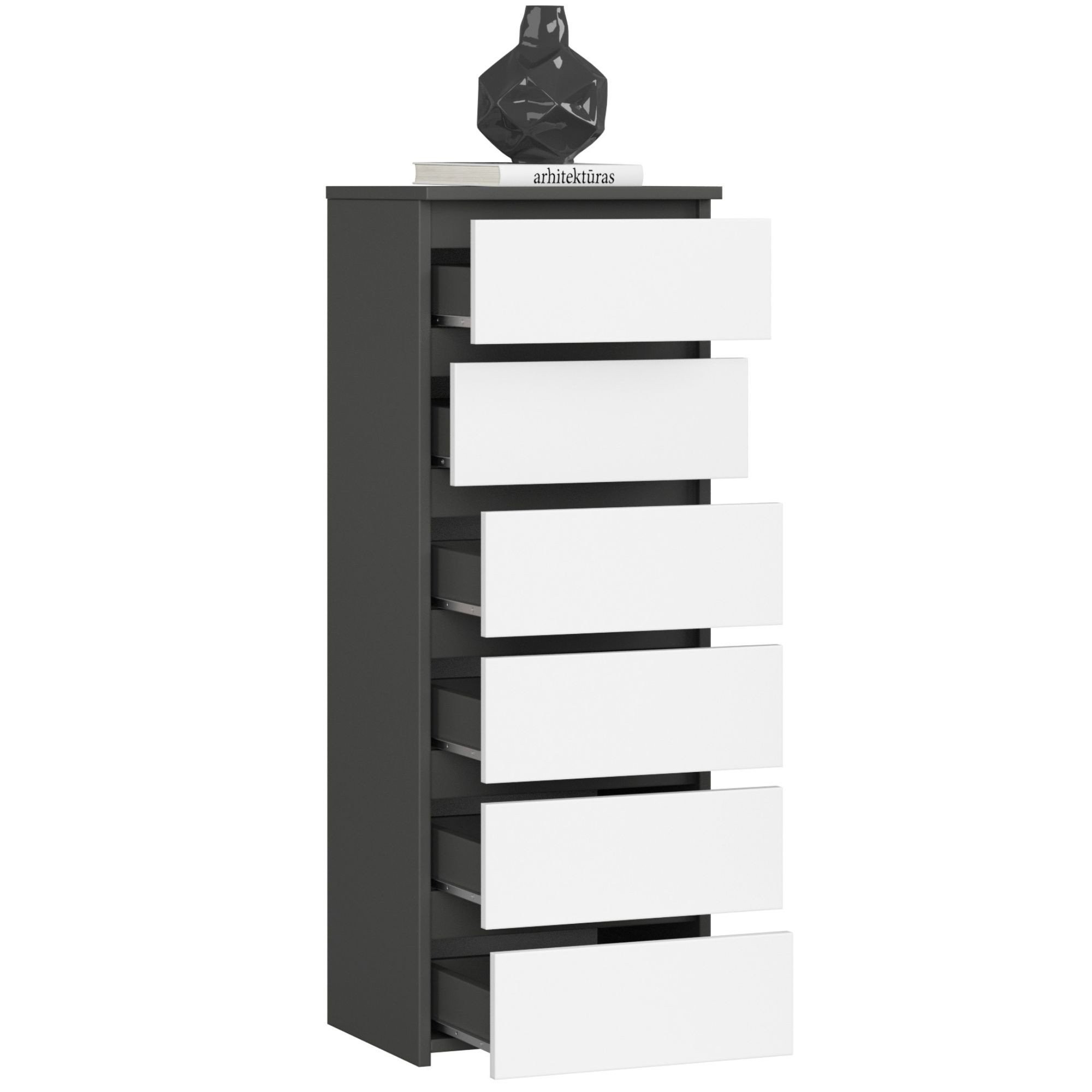 Ak furniture Komoda CL6 40 cm grafitově šedá/bílá - Obrázek 2