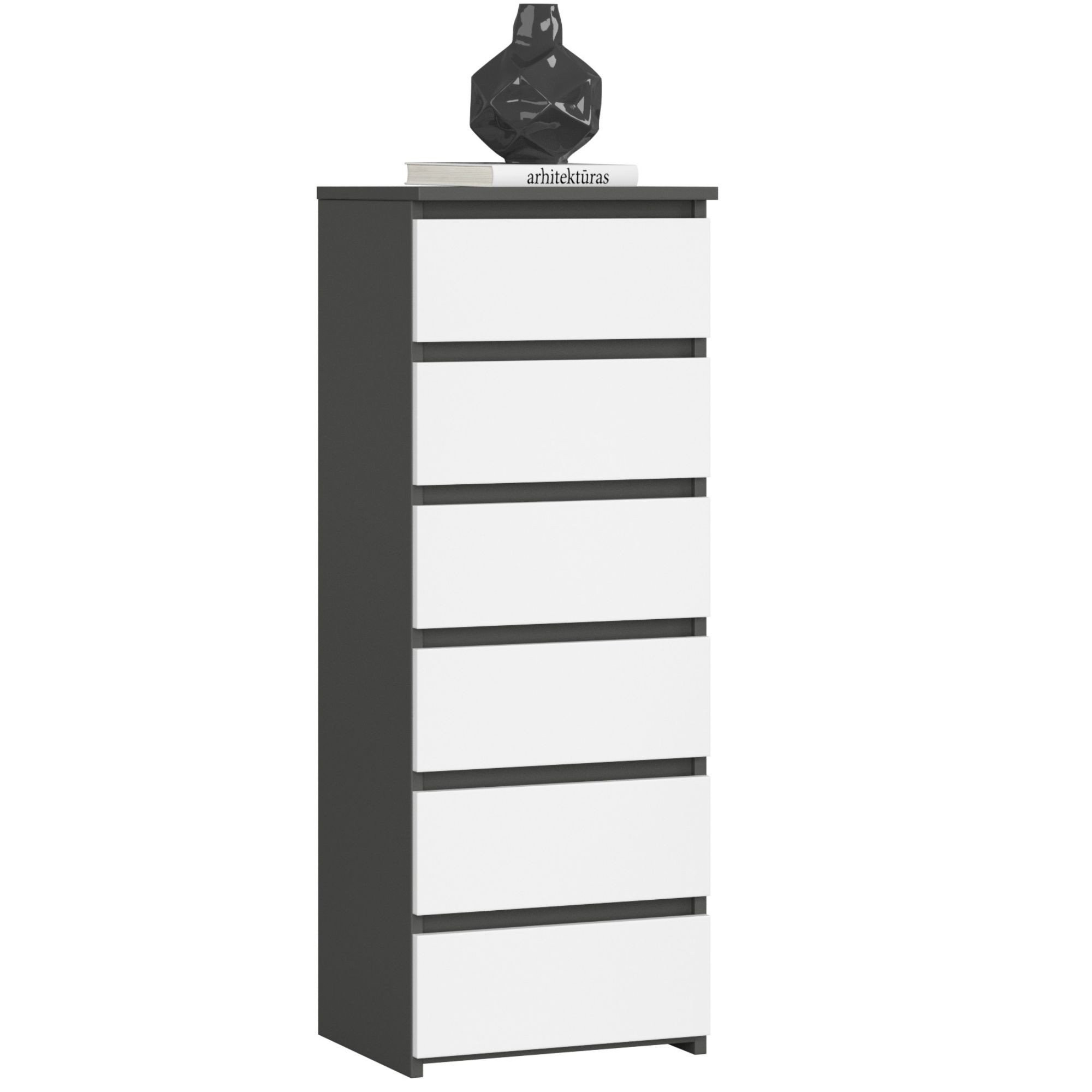 Ak furniture Komoda CL6 40 cm grafitově šedá/bílá