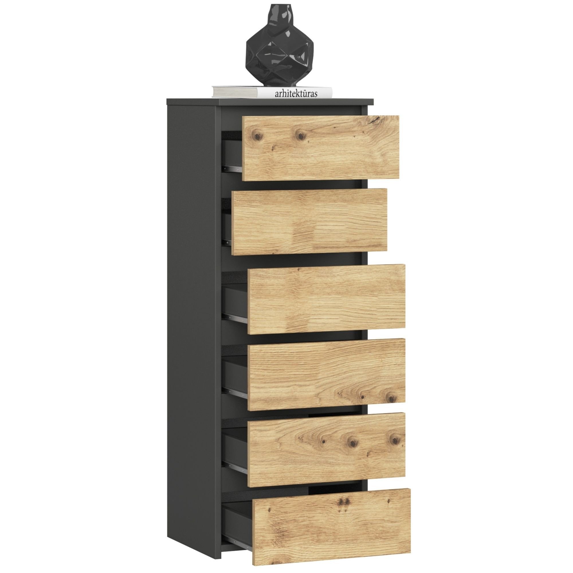 Ak furniture Komoda CL6 40 cm grafitově šedá/dub artisan - Obrázek 2