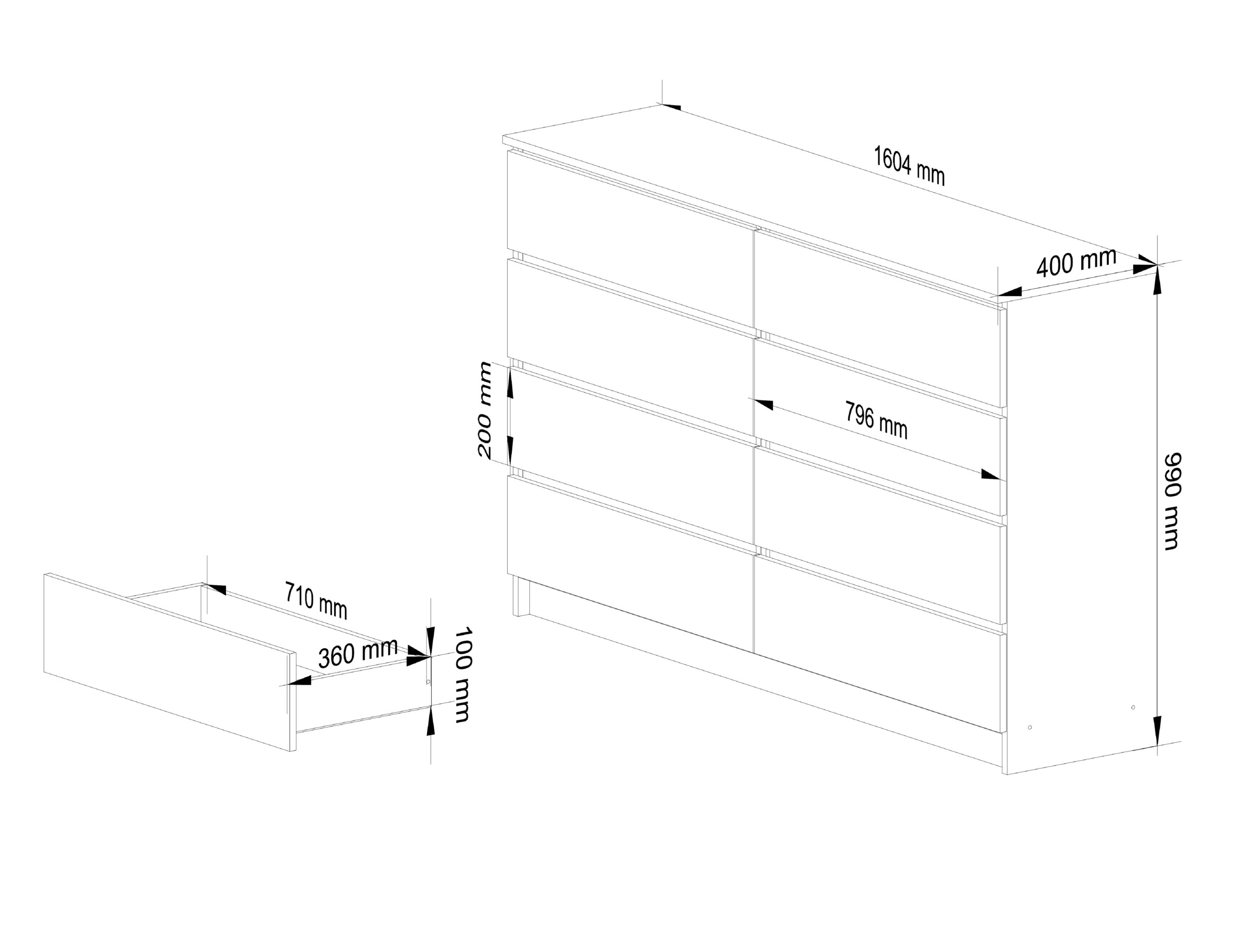 Ak furniture Komoda Inbia K 160 cm bílá - Obrázek 2