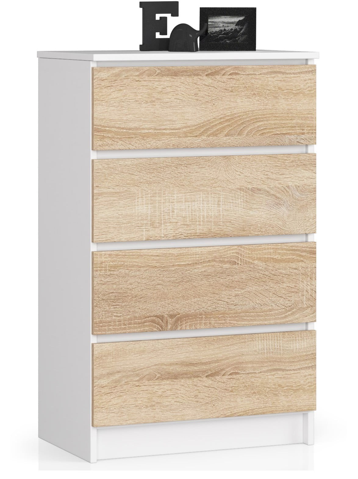 Ak furniture Komoda Kuba 60 cm - 4 šuplíky bílá/sonoma