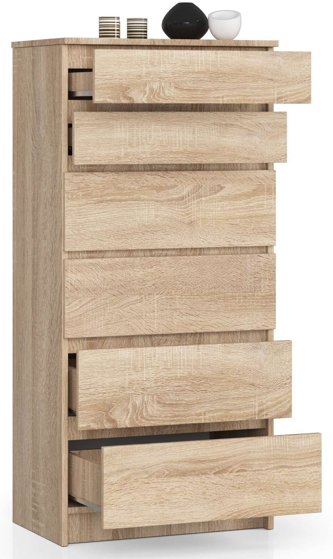 Ak furniture Komoda Kuba 60 cm - 6 šuplíků dub sonoma - Obrázek 2