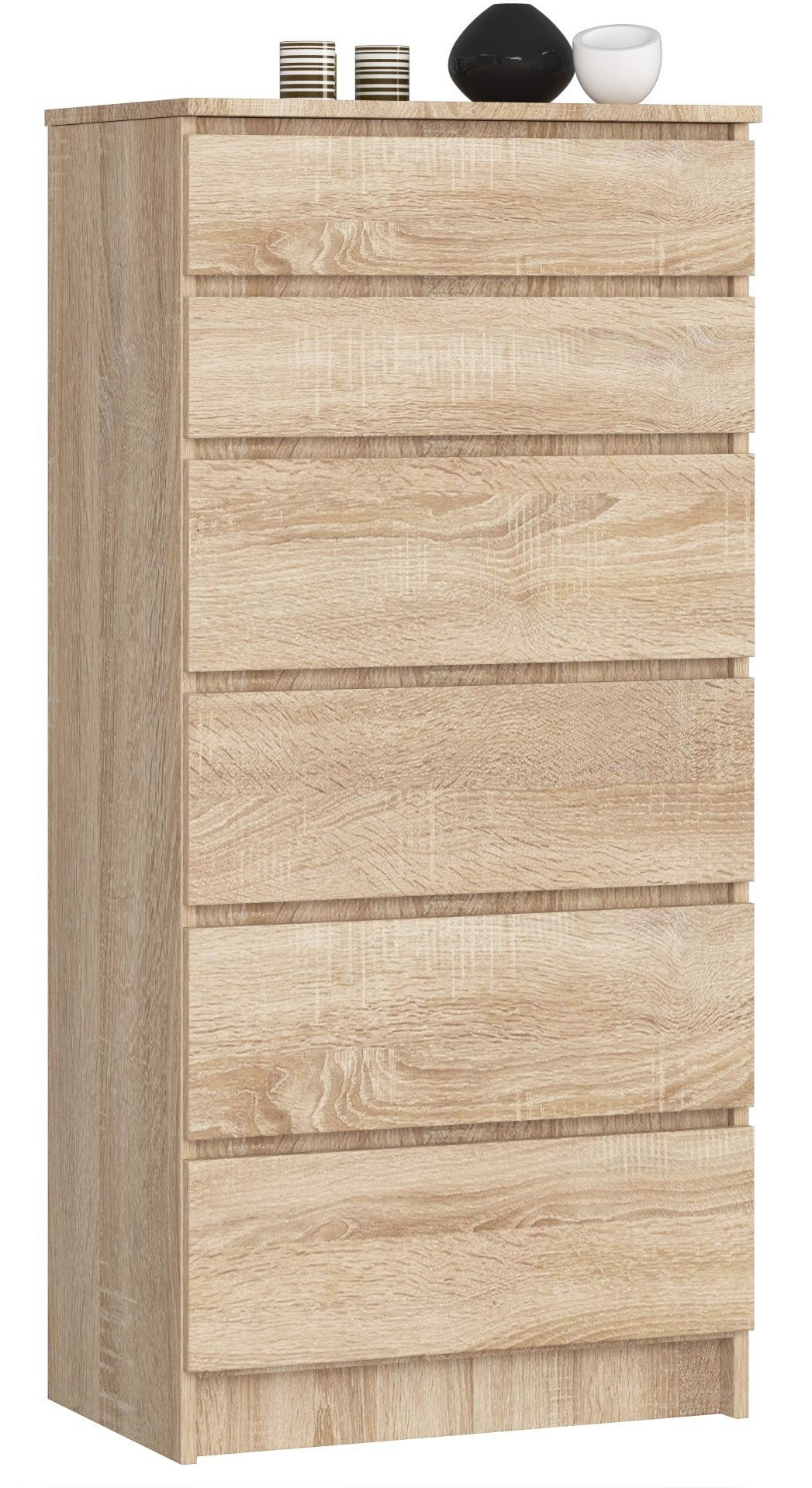 Ak furniture Komoda Kuba 60 cm - 6 šuplíků dub sonoma